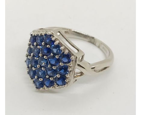 A 9ct white gold sapphire dress ring
