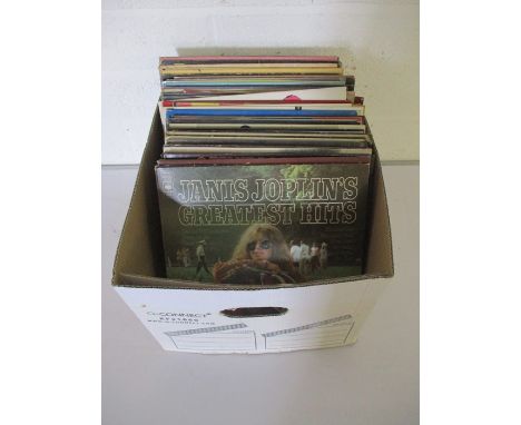 A large collection of 12" vinyl records including Rolling Stones, Bob Dylan, The Who, Dire Straits, Rob Stewart, Janis Joplin