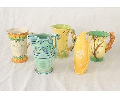 A collection of Burleigh Ware jugs some Art Deco in style.