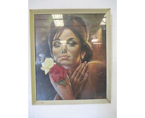A J H Lynch retro print of a girl holding roses