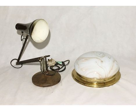 A vintage Anglepoise lamp (A/F) along with a glass fronted ceiling light