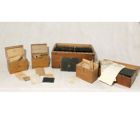 A collection of vintage glass slides showing family life, holidays to Cornwall, Scotland, landscapes etc. Many labelled with 