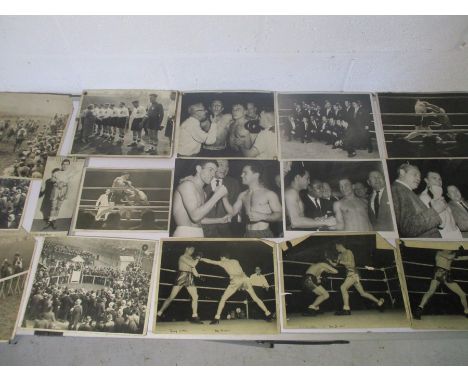 A selection of vintage boxing, football and horseracing photos. Including Carera v Gains 30/05/32, Dai Dower v Terry Allen 23