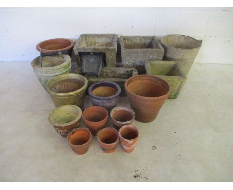 A collection of various garden pots, trough, terracotta etc.