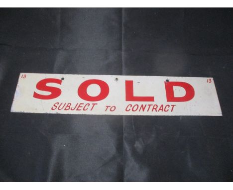 A vintage Estate Agents metal "Sold" sign, with "Reserved" to reverse.