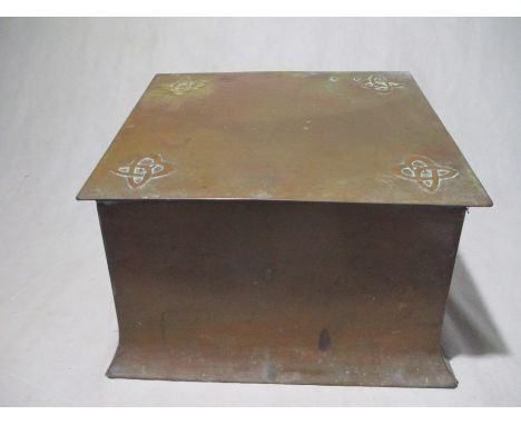 A brass Arts &amp; Crafts coal bin with Celtic knot design