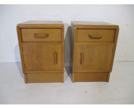 A pair of G-Plan light oak bedside cabinets