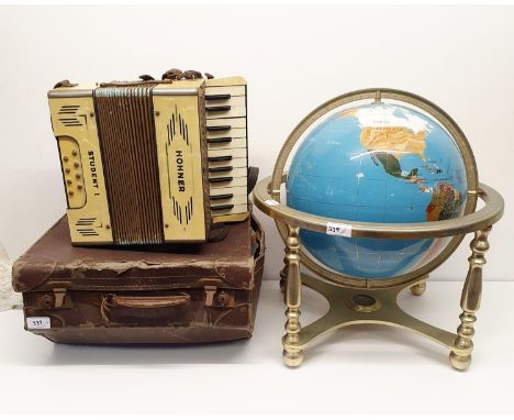 A Hohner accordion, a modern table globe and assorted ceramics (qty) 