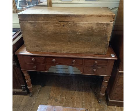 A mahogany kneehole dressing table, having five drawers, 120 cm wide, and a pine trunk, 97 cm wide (2) 