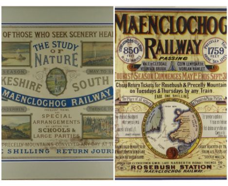 TWO VINTAGE STYLE WELSH RAILWAY POSTERS, for the Maenclochog Railway, largest 38 x 85cms (2) Condition: paper creased and wit