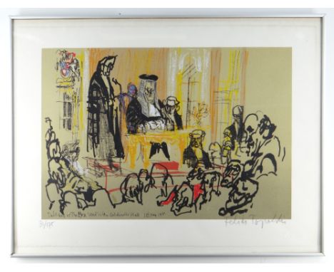 FELIX TOPOLSKI limited edition (31/250) colour lithograph - Delivery of The Pyx Verdicts Goldsmith's Hall 1st May 1981, signe