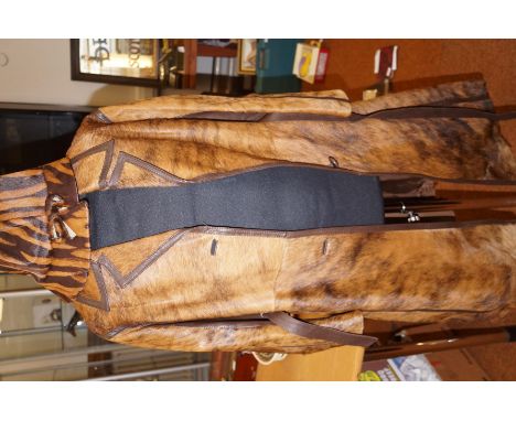 Hide jacket with matching hat, mannequin not included