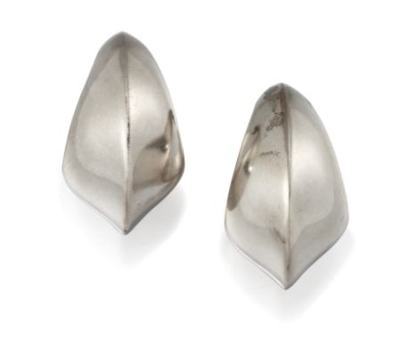 NANA DITZEL FOR GEORG JENSEN - A PAIR OF DANISH SILVER CUFF EARRINGS, designed as tapering knife-edge hoops, post-1945 maker'