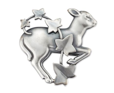 ARNO MALINOWSKI FOR GEORG JENSEN – A DANISH SILVER LAMB AND IVY BROOCH, 1933-1944 maker’s mark for Georg Jensen, numbered 311