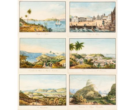 BRAZILIAN SCHOOL (19TH CENTURY) A SET OF SIX VIEWS OF BRAZIL INCLUDING VISTA TOMADA DE SANTO CHEREZAE, LAGO DO PACO, ST. CHRI
