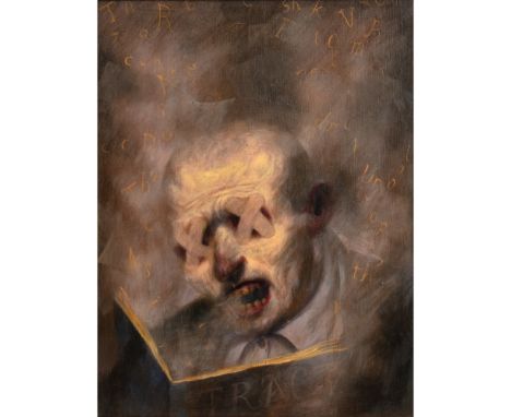• KEN CURRIE (BRITISH B.1960) HEAD OF A CRITICsigned, inscribed and dated No 73 "HEAD OF A CRITIC" 1990 / oil on wood / 35.5 