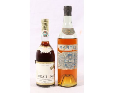MARTELL three star very old pale Cognac and OKAJI ASZU 1975 Hungarian wine.