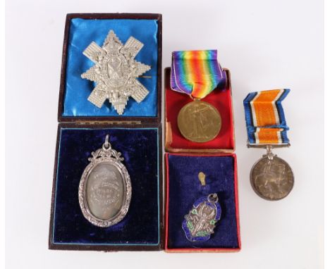 WWI medal pair to 32677 PTE R McCall Glouc R (Gloucester Regiment), a silver award presented by Captain Paterson of 2nd ARV t