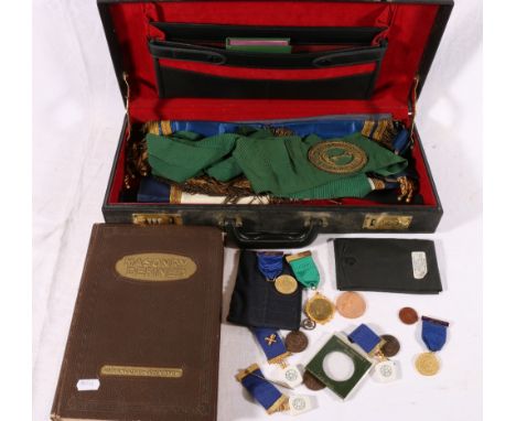 Masonic Regalia and medals to include Lodge Dunse No23 consecutive 1993 medal Lodge Nisbet Tranent No112 75th anniversary med