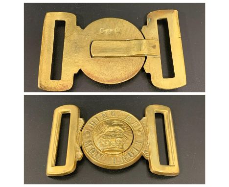 BRITISH ARMY ALL REGIMENTS BELT BUCKLEin brass with lion above a crown and the motto 'Dieu Et Mon Droit' 