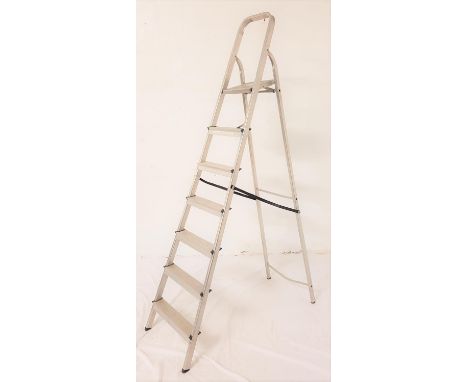 LARGE ALUMINNIUM A FRAME STEP LADDERwith six treads, 216cm high 