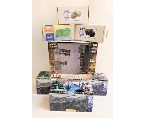 SELECTION OF MILITARY VEHICLESall boxed including an SM71 Bedford RS 4x4 GS truck, an HT40 Bedford QL GS truck both by Asam, 