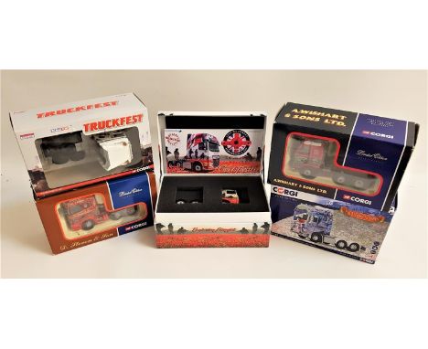 FOUR CORGI DIE CAST TRACTOR UNITSincluding A. Wishart & Sons Volvo, D. Steven & Son Scania, Slough International DAF and a di