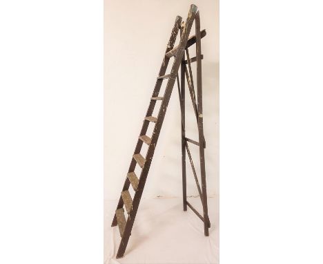 LARGE WOODEN A FRAME STEP LADDERwith eight treads, 250cm high 