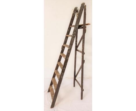 LARGE WOODEN A FRAME STEP LADDERwith seven treads, 217cm high 