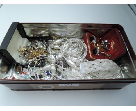 A selection of white metal jewellery including bangles, bracelets and pendants, gents cufflinks and earrings