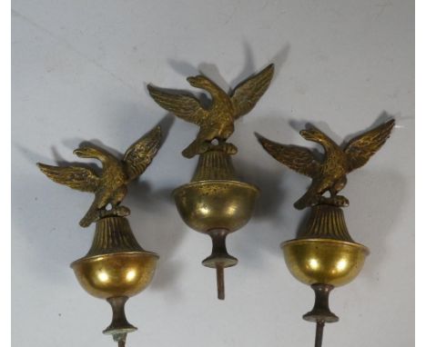 A Collection of Three Brass Long Case Clock Eagle Finials, Each 12cm High