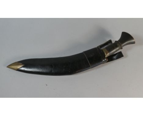 A Vintage Kukri Knife In Leather Scabbard 