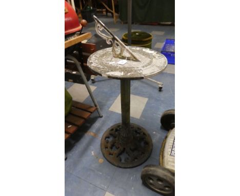 A Painted White Metal Garden Sundial, 36cm Diameter 