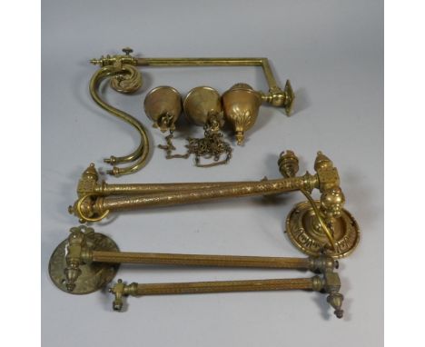 A Collection of Edwardian Brass Wall Light Fittings and Weights