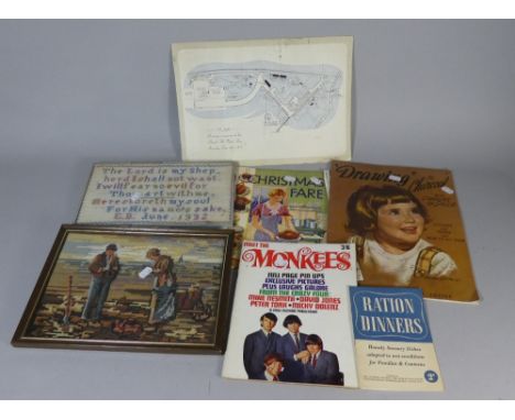 A Collection of Printed Ephemera to Include Show Programmes, Framed Tapestry, 1932 Sampler etc 