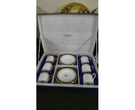 A Boxed Aynsley Coffee Set Comprising Six Cans and Saucers 