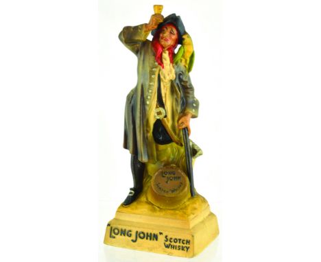 LONG JOHN BACK BAR ADVERTISING FIGURE. 10.5ins tall. Well modelled multicoloured rubberoid statuette of period dressed one le