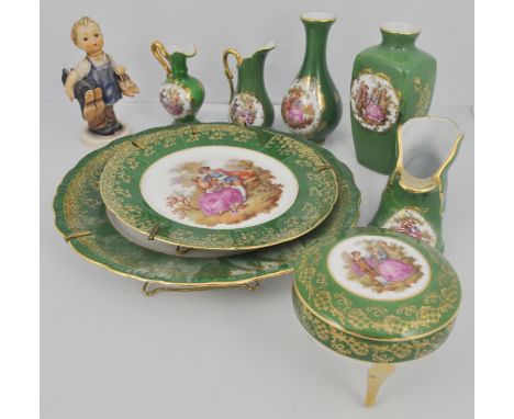 Selection of decorative ceramics and figures, Limoges and Goebel.