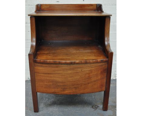 A Victorian mahogany bedside pedestal commode chest, replaced top.
