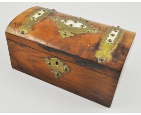 Victorian walnut tea caddy.