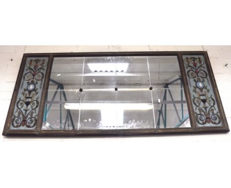 Neo-classical overmantel mirror, eight-section plate, flanked by relief panels with urns and acanthus scrolls, height 67cms, 