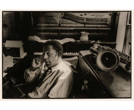 Jazz Musicians. A group of 4 large-format gelatin silver prints of jazz musicians, including Archie Shepp at home, Cooper Squ