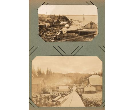 Canada. An album containing 38 postcard-size photos including 14 real photo postcards (5 postally used), of figures and scene
