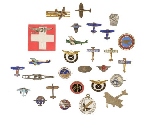 Aviation Badges. A collection of early aviation badges, including Scarborough Aviation Regatta 1914 tin badge, 25mm diameter,