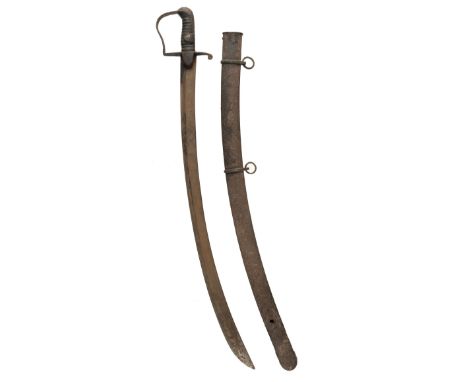 Sword. George III period 1796 Light Cavalry sabre, the 82cm curved steel blade with steel stirrup hilt and langets, down swep