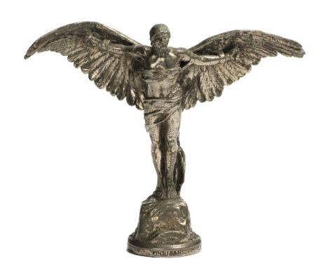 Car Mascot. Icarus car mascot designed by Colin George and retailed by Finnigans, London circa 1921, the chrome mascot stampe