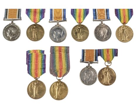 WWI Pairs. British War and Victory Medals (4) (38827 Pte. F. Tyler. Lan. Fus. / 14289 Pte. H.A.E. Saltmarsh. E.Kent.R. / 4558