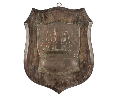 Nelson (Horatio, 1758-1805). HMS Victory centenary copper wall plaque, embossed with Victory and 'England Expects T.E.M.W.D.H