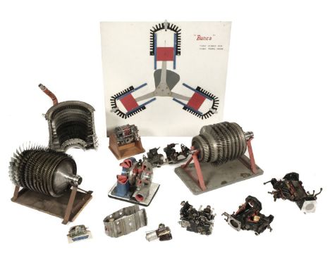 Sectioned Training Aids. A collection of training aids used by the air cadets, comprising sectioned RR Gem turboshaft engine,