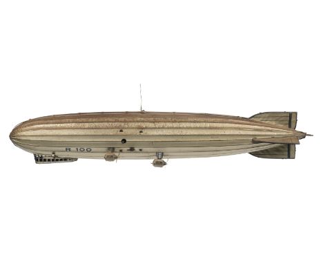 Airship R100. A large clockwork toy model by Tipp &amp; Co Germany circa 1930, of lithographed moulded pressed-tinplate const